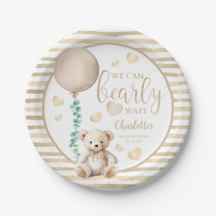We Can Bearly Wait Teddy Bear Baby Shower Paper Plate