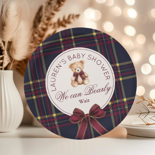 We can bearly wait teddy bear Baby Shower Paper Plate