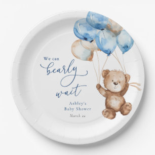 We Can Bearly Wait Teddy Bear Baby Shower Paper Plate