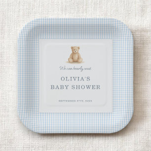 We Can Bearly Wait Teddy Bear Baby Shower Party Paper Plate