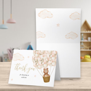 We Can Bearly Wait Teddy Bear Baby Shower Poem Thank You Card