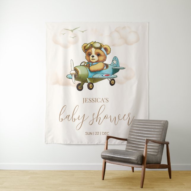 We Can Bearly Wait! Teddy Bear Baby Shower  Tapestry (In Situ)