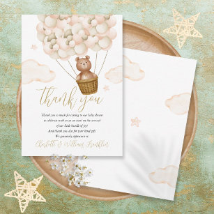 We Can Bearly Wait Teddy Bear Baby Shower Thank You Card
