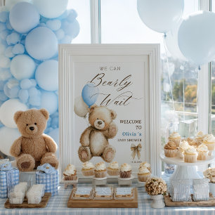 We Can Bearly Wait Teddy Bear Baby Shower Welcome Poster