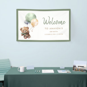 We can Bearly Wait Teddy Bear Balloon Baby Shower Banner