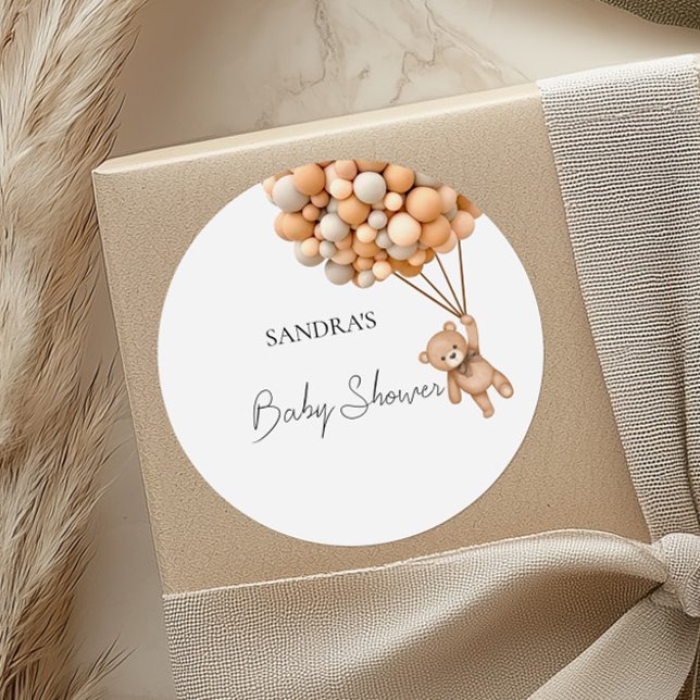 We Can Bearly Wait Teddy Bear Balloon Classic Round Sticker (Creator Uploaded)