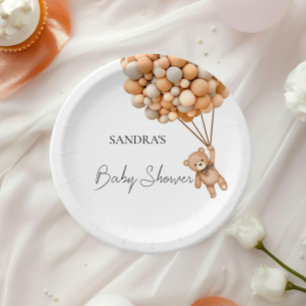 We Can Bearly Wait Teddy Bear Balloon Paper Plate