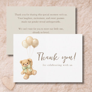 We Can Bearly Wait Teddy Bear Balloons Baby Shower Thank You Card