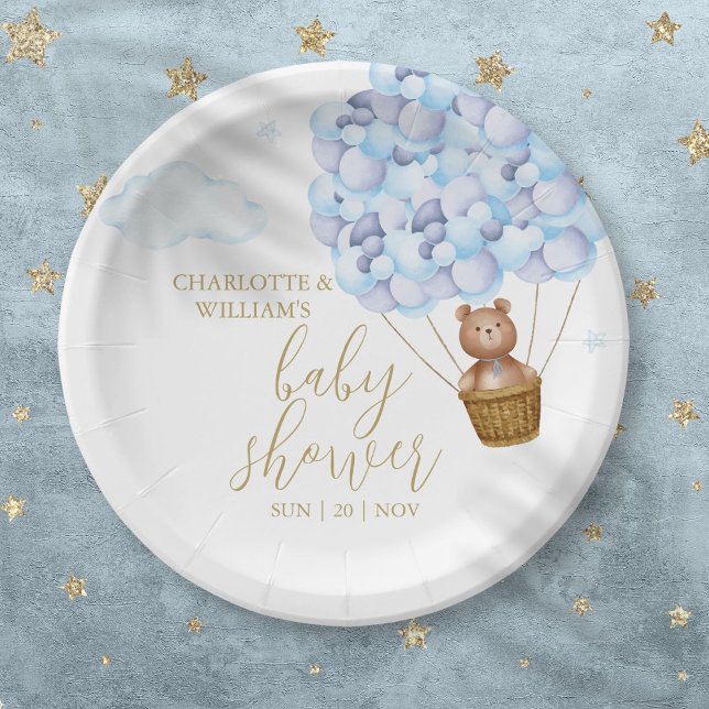 We Can Bearly Wait Teddy Bear Blue Boy Baby Shower Paper Plate (We Can Bearly Wait Teddy Bear Blue Boy Baby Shower Paper Plates)