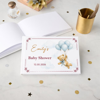  We Can Bearly Wait Teddy Bear boy Baby shower  Guest Book