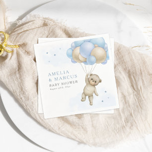 We Can Bearly Wait Teddy Bear Boy Baby Shower Invi Napkin