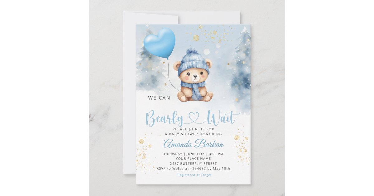 We can Bearly wait Teddy Bear Boy Baby Shower Invitation | Zazzle