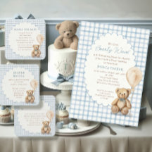 We Can Bearly Wait Teddy Bear Boy Baby Shower