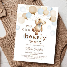 We Can Bearly Wait Teddy Bear Boy Baby Shower