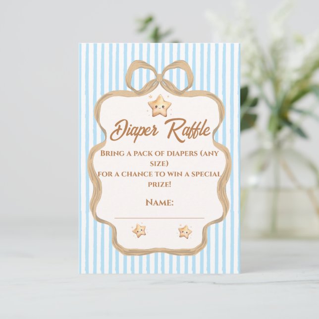 We Can Bearly Wait Teddy Bear Diaper Raffle Card (Standing Front)
