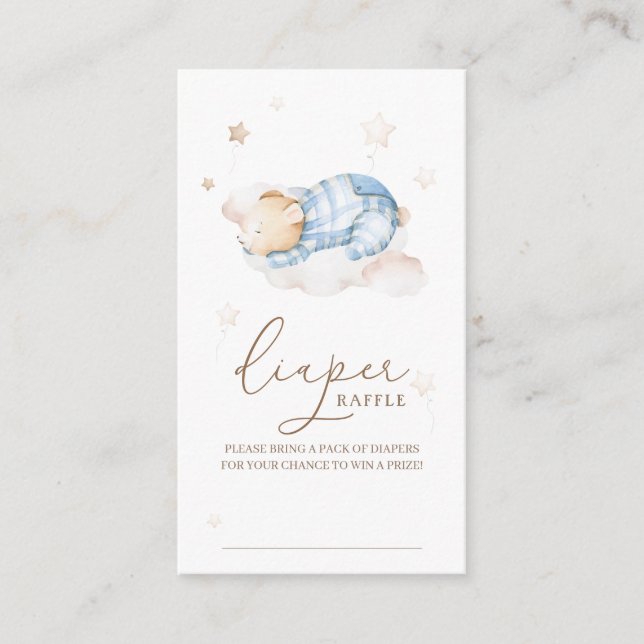 We can Bearly Wait Teddy Bear Diaper Raffle Enclosure Card (Front)