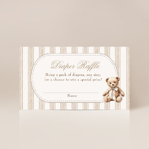 We Can Bearly Wait Teddy Bear Diaper Raffle Enclosure Card