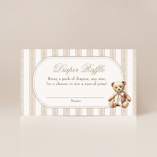 We Can Bearly Wait Teddy Bear Diaper Raffle Enclosure Card