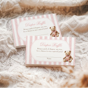 We Can Bearly Wait Teddy Bear Diaper Raffle Enclosure Card