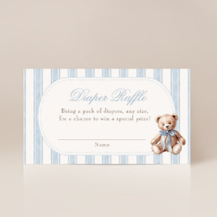 We Can Bearly Wait Teddy Bear Diaper Raffle Enclosure Card
