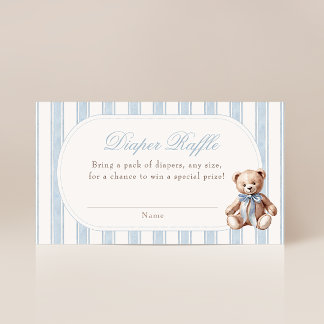 We Can Bearly Wait Teddy Bear Diaper Raffle Enclosure Card