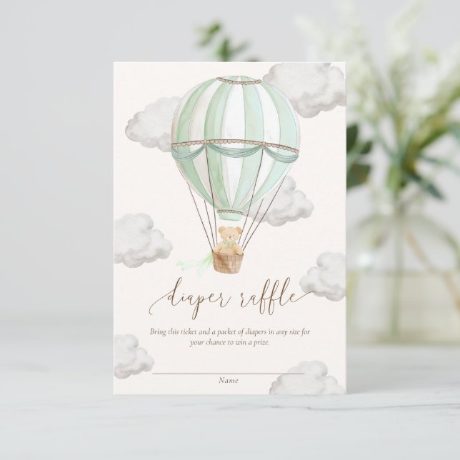 We Can Bearly Wait Teddy Bear Diaper Raffle Ticket Invitation (Standing Front)