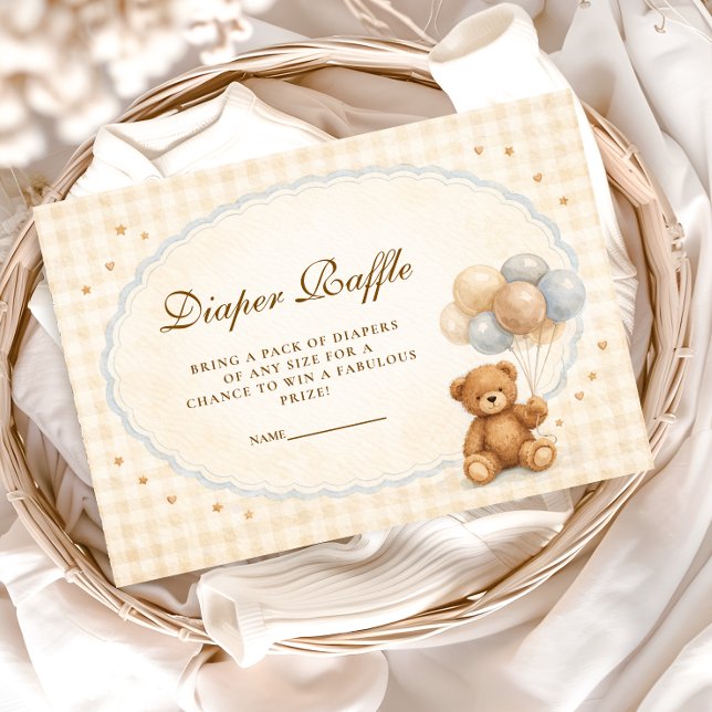 We Can Bearly Wait Teddy Bear Diapper Raffle Enclosure Card (Creator Uploaded)