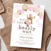 We Can Bearly Wait Teddy Bear Girl Baby Shower