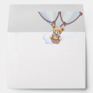 We Can Bearly Wait! Teddy Bear In Hot Air Baloon  Envelope