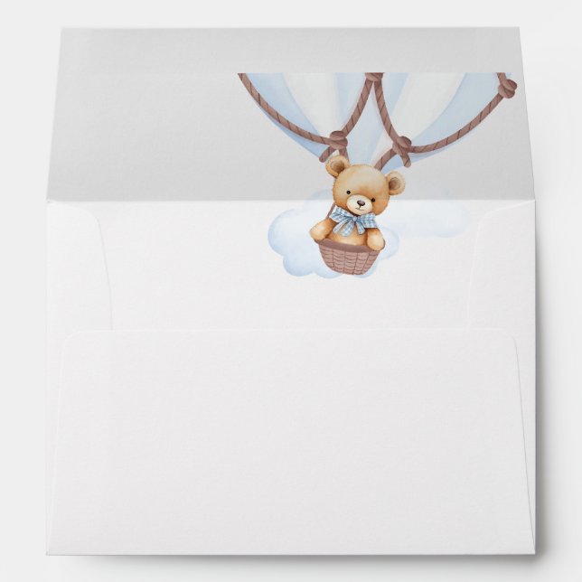 We Can Bearly Wait! Teddy Bear In Hot Air Baloon  Envelope (Back (Bottom))
