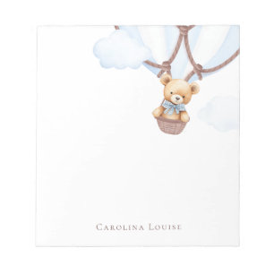 We Can Bearly Wait! Teddy Bear In Hot Air Baloon  Notepad
