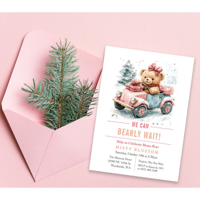 We Can Bearly Wait Teddy Bear Invitation (Creator Uploaded)