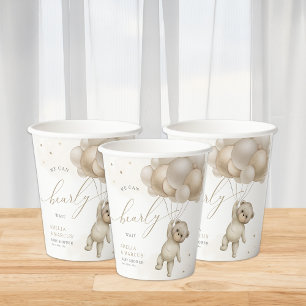 We Can Bearly Wait Teddy Bear Neutral Baby Shower  Paper Cups