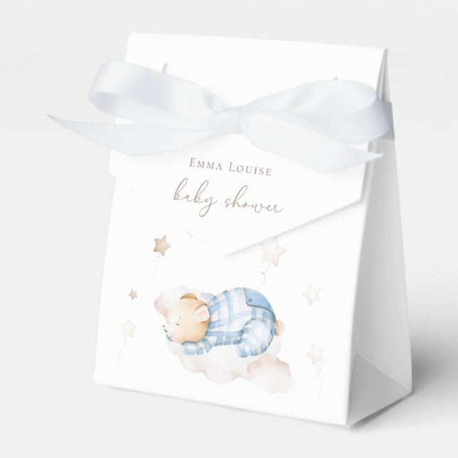 We can Bearly Wait Teddy Bear On Cloud Baby Shower Favour Box (Front Side)