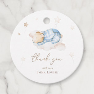 We can Bearly Wait Teddy Bear On Cloud Baby Shower Favour Tags