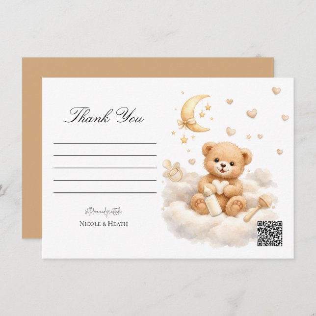 We can Bearly Wait Teddy Bear Thank You Card (Front/Back)