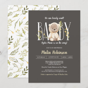 We Can Bearly Wait! Teddy Bear Yellow Baby Shower Invitation