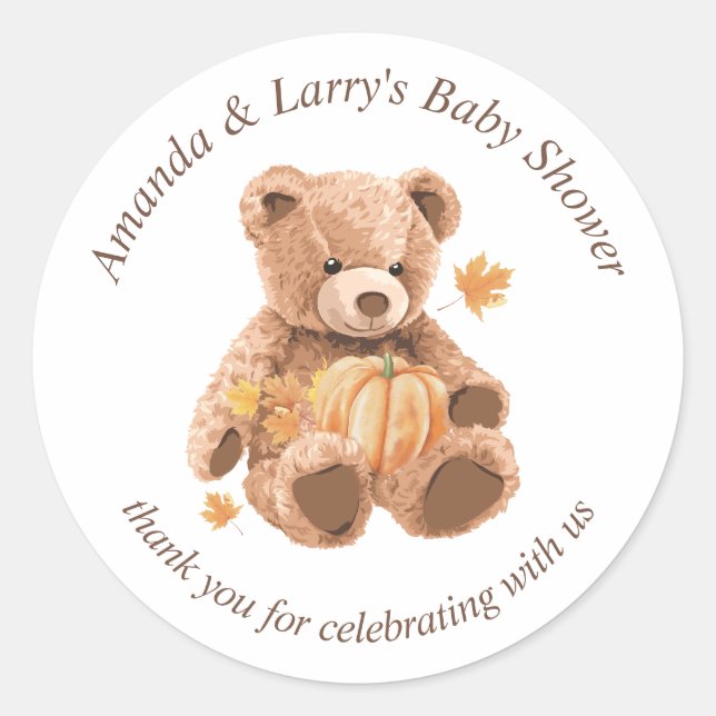 We Can Bearly Wait to Fall In Love Baby Shower Classic Round Sticker (Front)