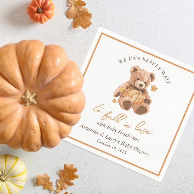 We Can Bearly Wait to Fall In Love Baby Shower Napkin (Creator Uploaded)