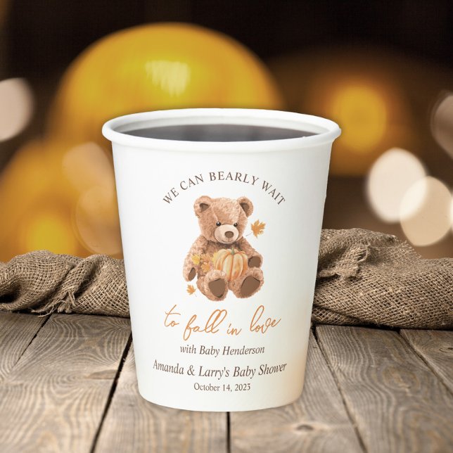 We Can Bearly Wait to Fall In Love Baby Shower Paper Cups (Creator Uploaded)