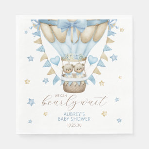 We Can Bearly Wait Twin Boy Baby Shower Napkin