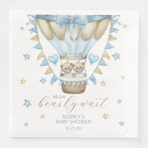 We Can Bearly Wait Twin Boy Baby Shower Napkin