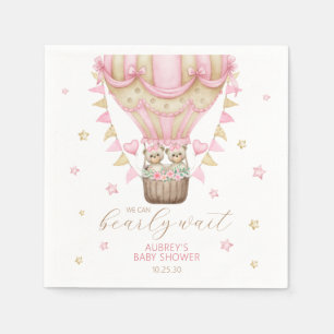 We Can Bearly Wait Twin Girl Baby Shower Napkin