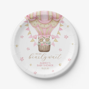 We Can Bearly Wait Twin Girl Baby Shower Paper Plate