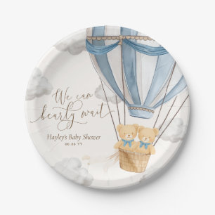 We Can Bearly Wait Twins Baby Shower Paper Plate