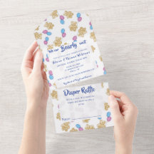 We Can Bearly Wait Watercolor Baby Shower Invites