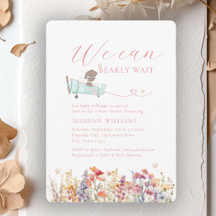 We Can Bearly Wait! Wildflower, Baby Shower  Invitation