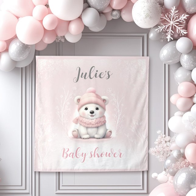 We Can Bearly Wait Winter Baby Shower Backdrop Tapestry (We Can Bearly Wait Winter Baby Shower Backdrop)