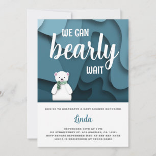 We Can Bearly Wait Winter Baby Shower Invitation