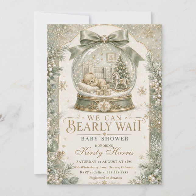 We Can Bearly Wait Winter Baby Shower Invitation (Front)